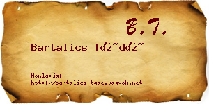 Bartalics Tádé névjegykártya
